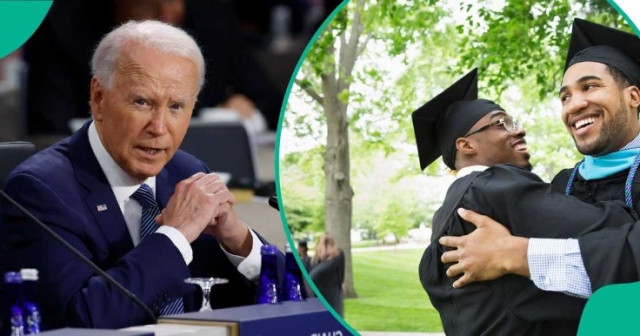 Photo of US President Joe Biden and Graduating students